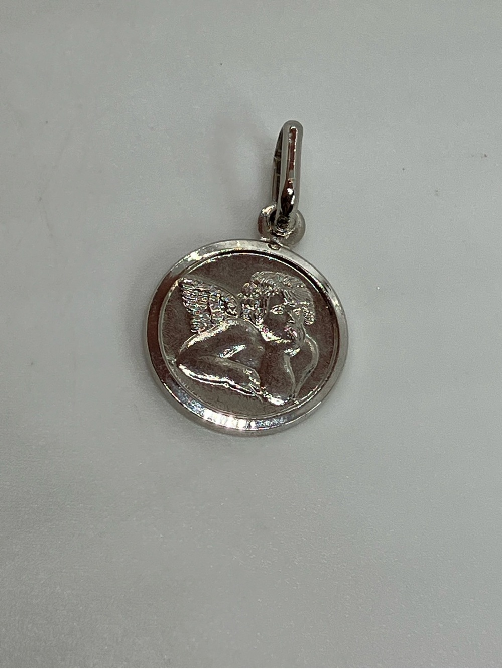 Vtg 925 Italy Cherub Daydreaming Angel Sterling Silver Coin Charm
